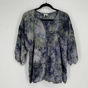 Cabi top medium M linen blend tie dye empire waist fairy office workwear career